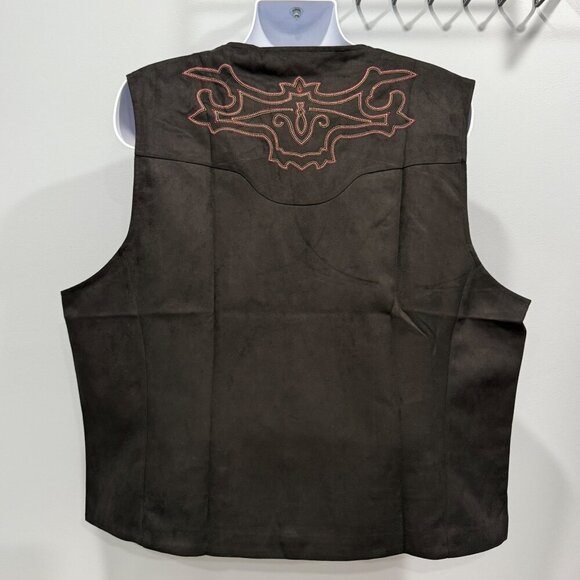 COOFANDY Faux Suede Vest Embroidered Snap Front Western Black Mens 2XL XXL NWT - Picture 3 of 12